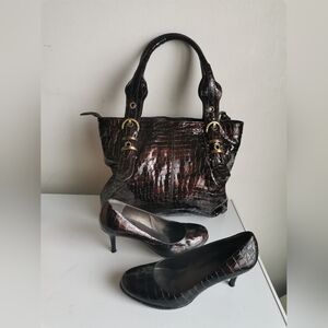 Stuart Weitzman Croc Set ( Bag+Shoes) ,Size:7.5